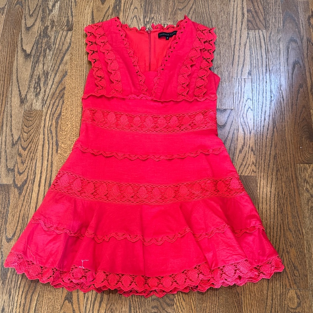 Endless Rose Vibrant Red Eyelet Dress